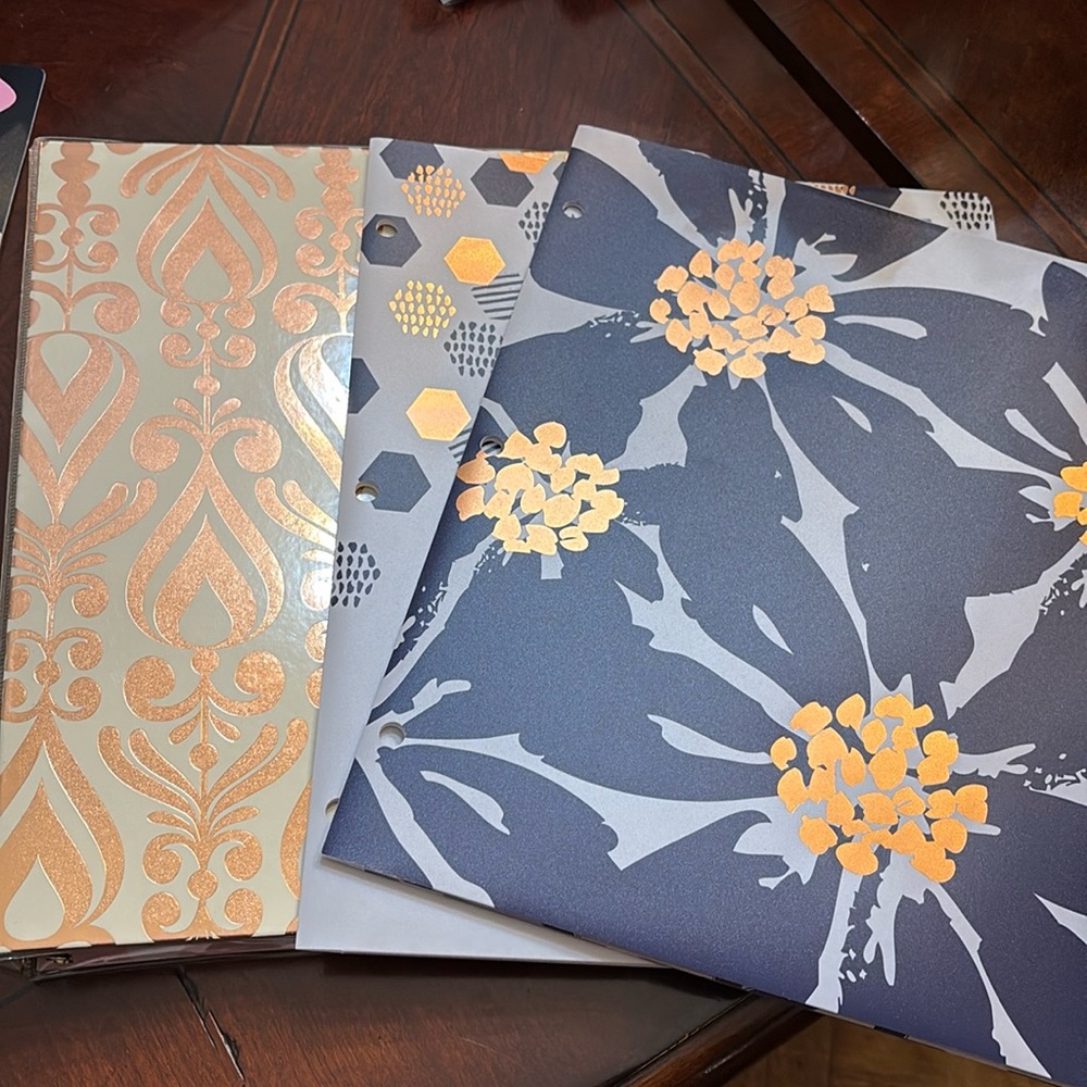 Set of one printed 1” binder and two printed poly 2-pocket folders by Studio C.